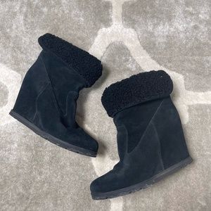 UGG Suede Wedge Boots Black